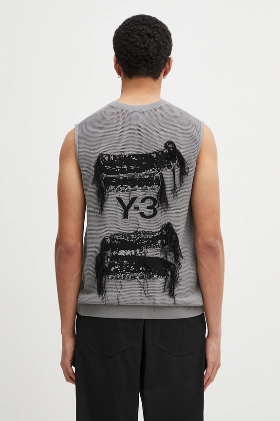 Y-3 gilet Graphic Knit Vest stampa all-over grigio JM3237