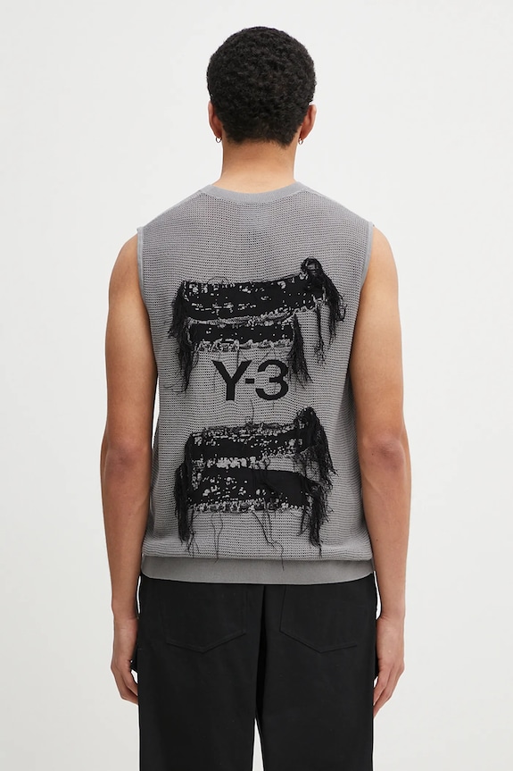 Y-3 gilet Graphic Knit Vest stampa all-over grigio JM3237