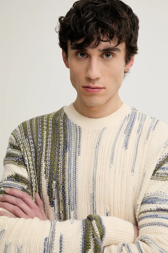 Πουλόβερ με προσθήκη μαλλιού Desigual ICE μπεζ 25SMJF03