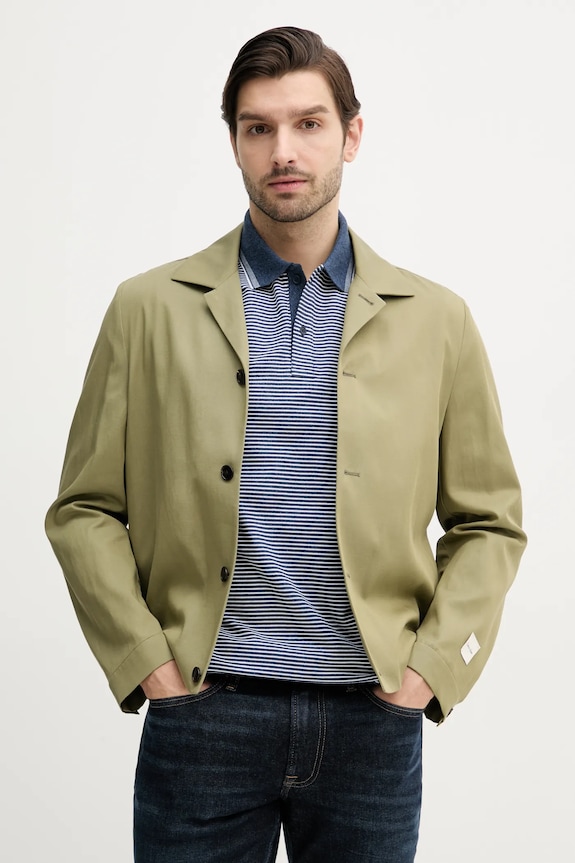 Σακάκι με λινό μείγμα Calvin Klein άλλο πράσινο K10K114392