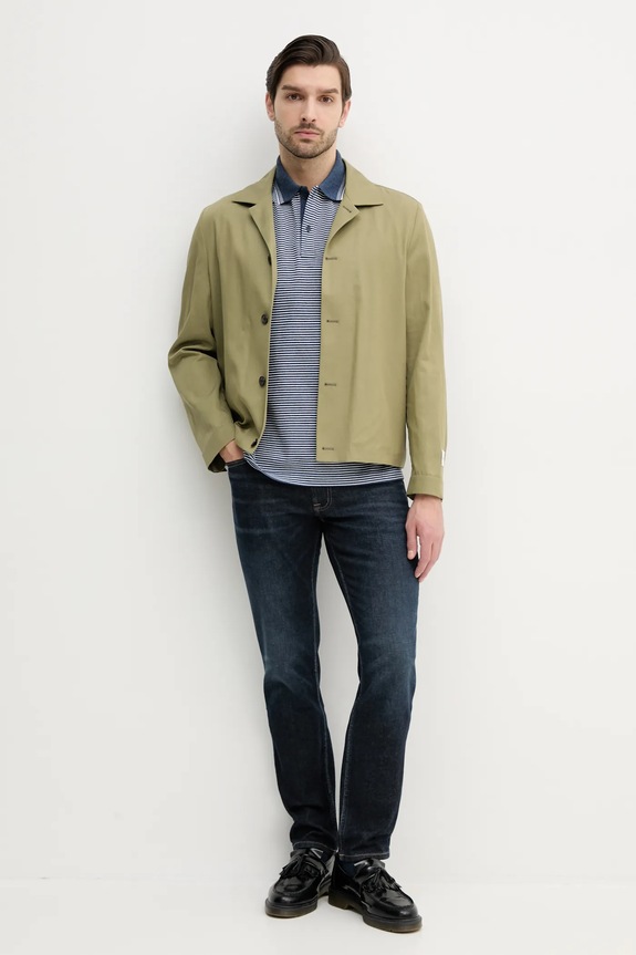 Σακάκι με λινό μείγμα Calvin Klein K10K114392 πράσινο SS25