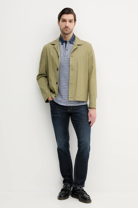 Σακάκι με λινό μείγμα Calvin Klein K10K114392 πράσινο SS25