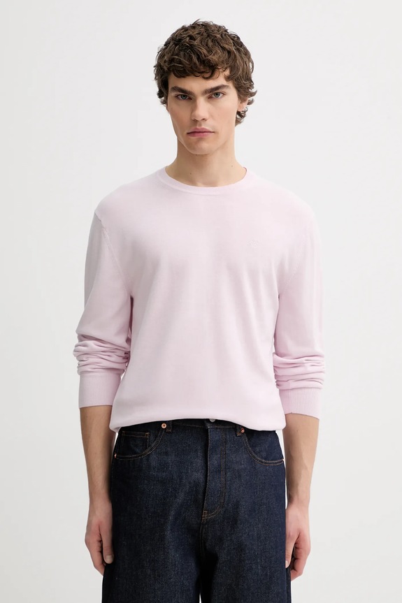Calvin Klein maglione da uomo in cotone a maglia fine rosa LV040BM343