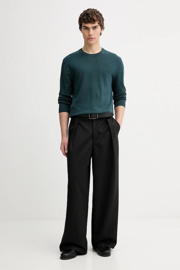 Calvin Klein sveter pánsky bavlnený LV040BM343 tyrkysová SS26