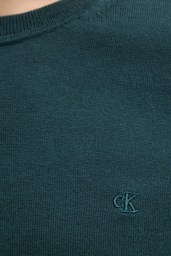 Calvin Klein sveter pánsky bavlnený LV040BM343 tyrkysová