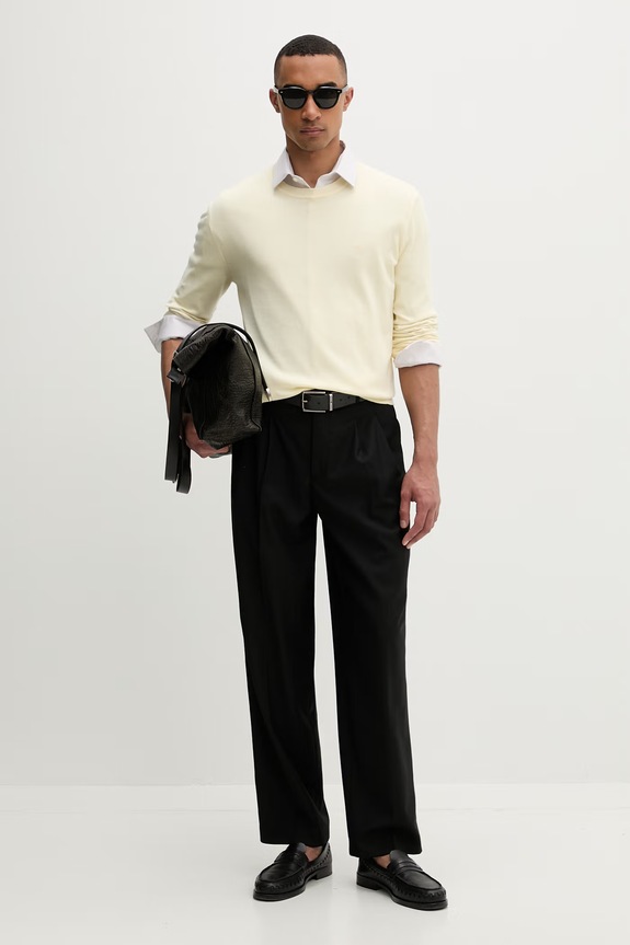 Calvin Klein férfi pamut pulóver LV040BM343 sárga SS26