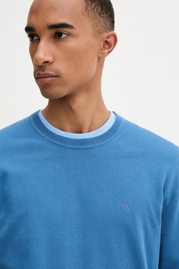 Calvin Klein pulover bărbătesc din bumbac albastru LV040BM343
