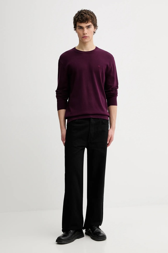Calvin Klein pulover bărbătesc din bumbac LV040BM343 burgundia SS26