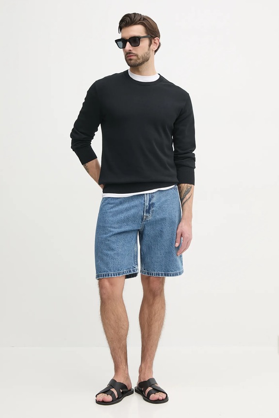 Calvin Klein férfi pamut pulóver LV040BM343 fekete SS26
