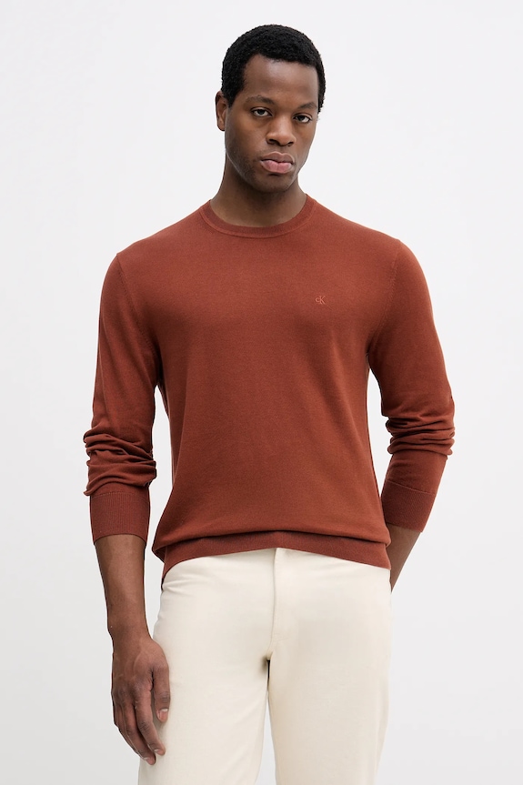 Calvin Klein pulover bărbătesc din bumbac subtiri portocaliu LV040BM343