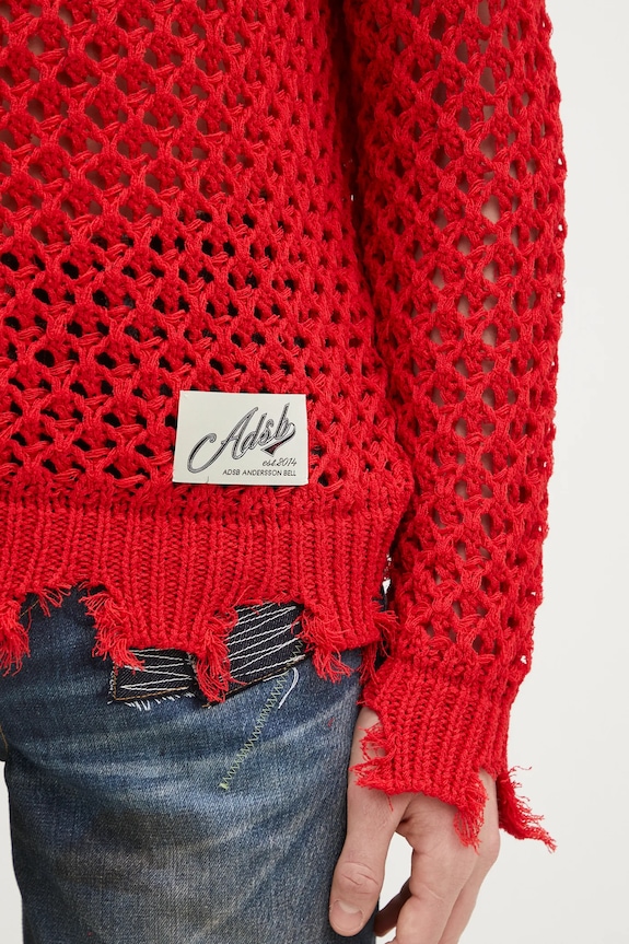 Andersson Bell maglione Damaged Boatneck rosso atb1240u
