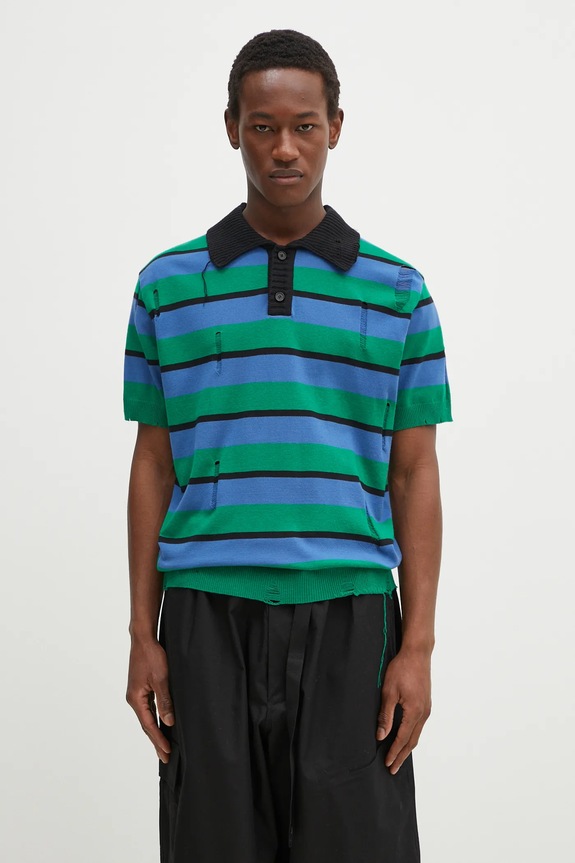 Svetr Andersson Bell Damaged Stripe Polo vzorovaný modrá atb1242m