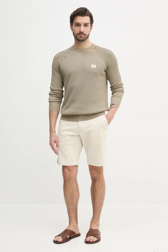 Calvin Klein Jeans sweter bawełniany J30J327281 zielony SS25