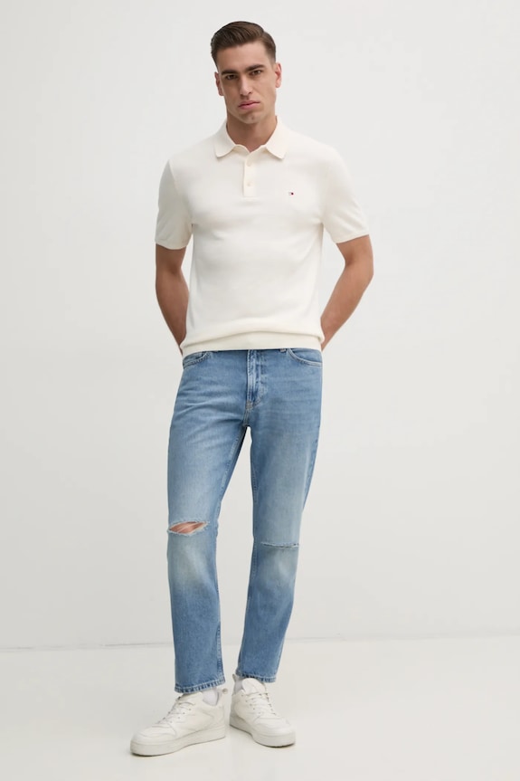 Tommy Hilfiger polo bărbați bumbac MW0MW37396 bej SS26