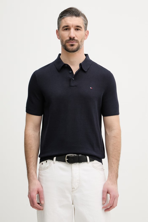 Tommy Hilfiger polo męskie bawełniane granatowy MW0MW37396