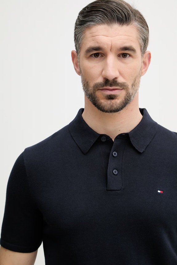 Tommy Hilfiger polo męskie bawełniane granatowy MW0MW37396