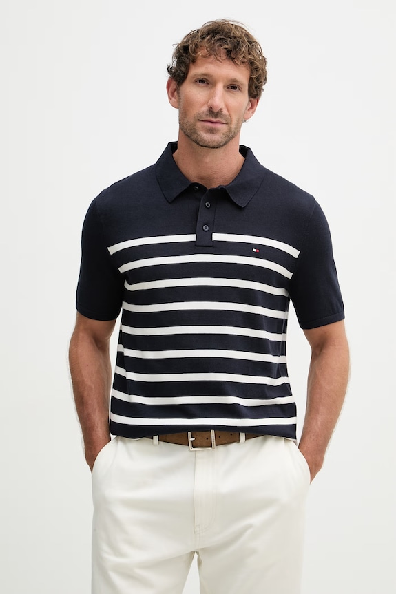 Tommy Hilfiger polo tričko pánske bavlnené tmavomodrá MW0MW37396
