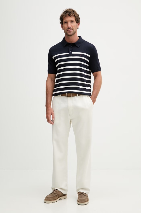 Tommy Hilfiger polo tričko pánske bavlnené MW0MW37396 tmavomodrá SS26