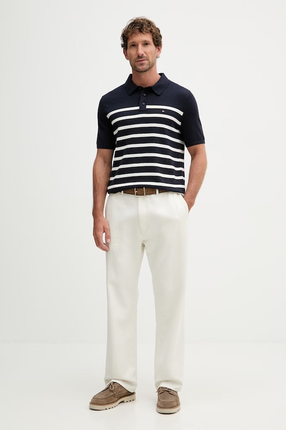 Tommy Hilfiger polo tričko pánske bavlnené MW0MW37396 tmavomodrá SS26