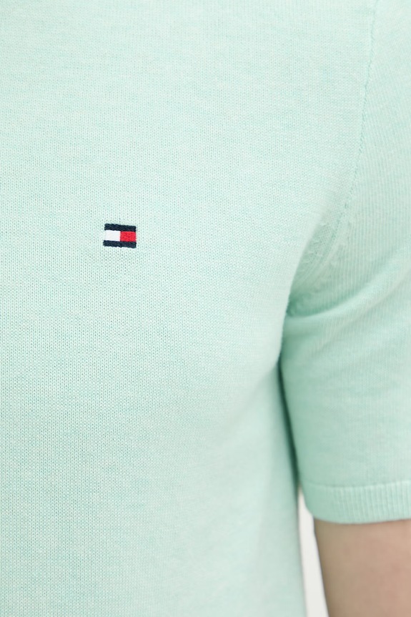 Tommy Hilfiger polo męskie bawełniane MW0MW37396 turkusowy