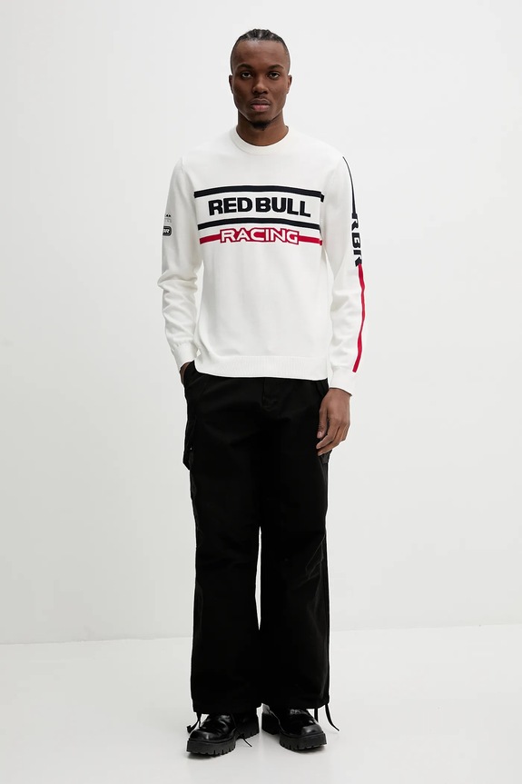 Red Bull Racing x Pepe Jeans sweter bawełniany KNITTED MOTO CREW RM700011 beżowy SS25