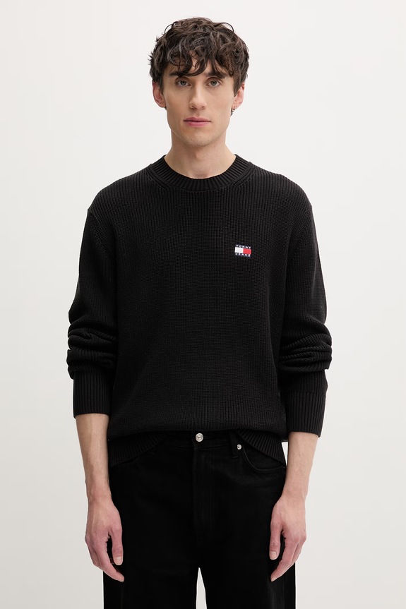 Tommy Jeans πουλόβερ ανδρικό βαμβακερό μαύρο DM0DM20923