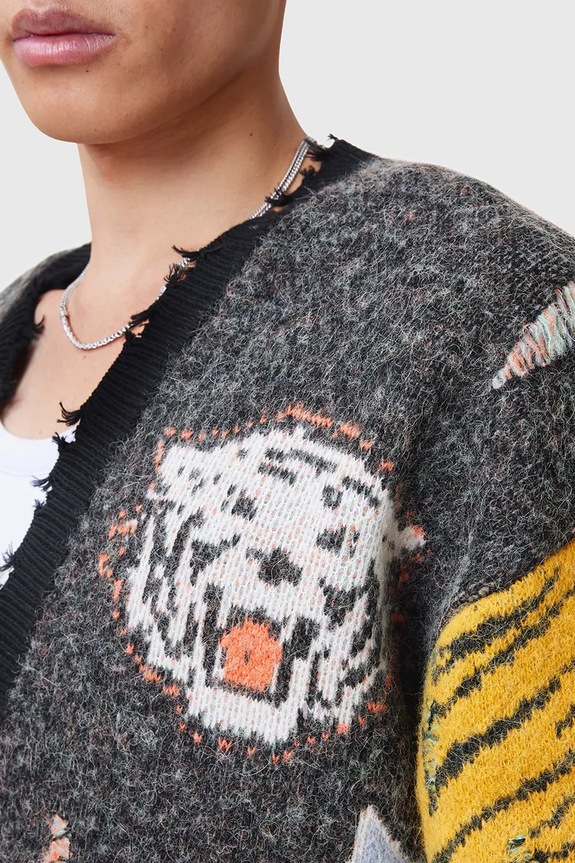 AllSaints kardigan z domieszką wełny AKKI M009KC czarny SS25
