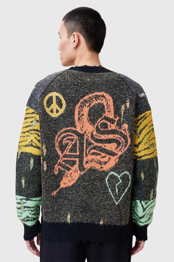 AllSaints kardigan z domieszką wełny AKKI M009KC czarny