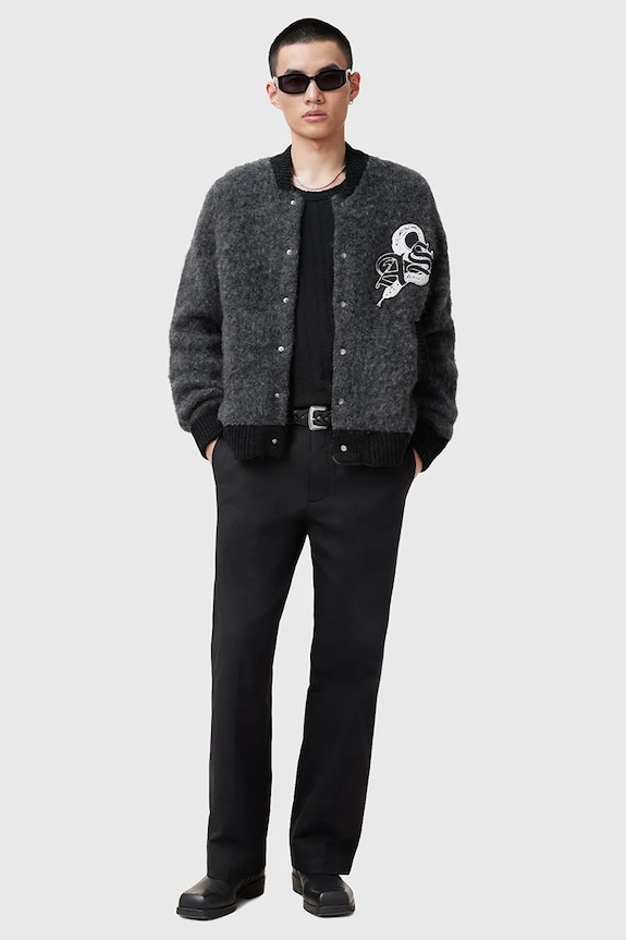 AllSaints kardigan wełniany JACKSON M010KC szary