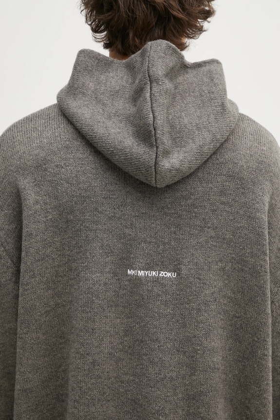 MKI MIYUKI ZOKU gyapjúkeverék pulóver Mohair Blend Knit Hoody szürke MOHAIR.BLEND.KNIT.HO.BR