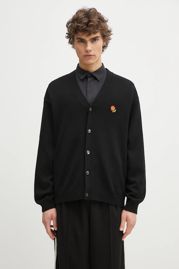 Vuneni kardigan Kenzo Pop bez uzorka crna FF55CA7263LB.99J