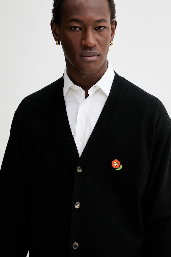 Kenzo cardigan din lana Pop negru FF55CA7263LB.99J
