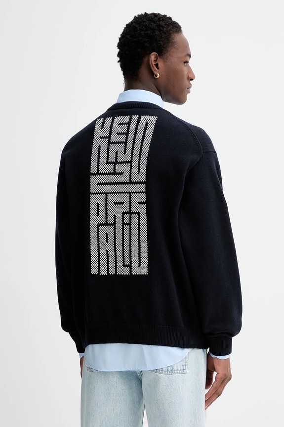 Odzież Kenzo kardigan wełniany Kamon FF55CA7283BA.79 granatowy