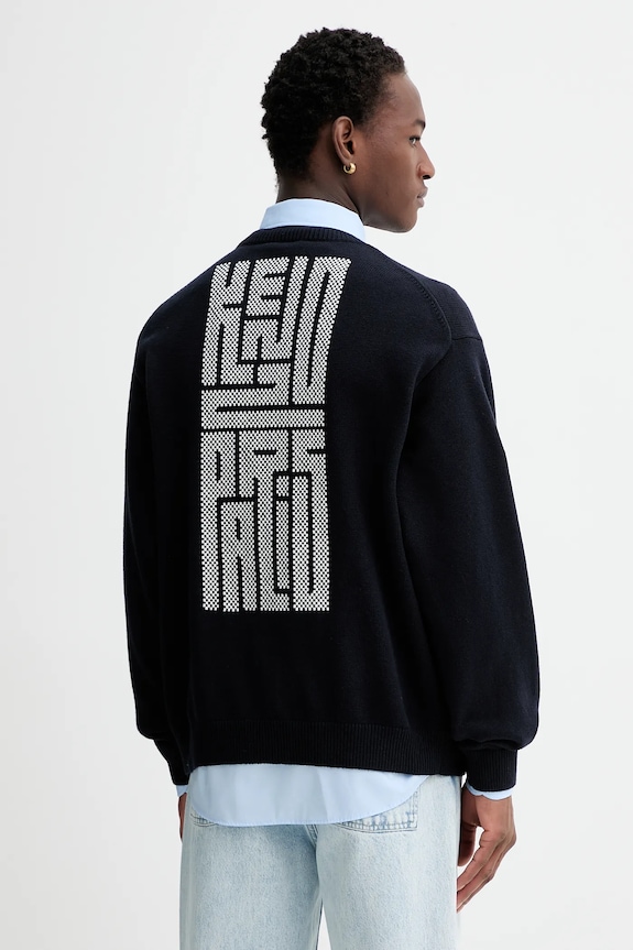 Odzież Kenzo kardigan wełniany Kamon FF55CA7283BA.79 granatowy