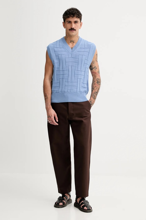 Kenzo kamizelka bawełniana Weave FF55PU7073CB.64 niebieski SS25