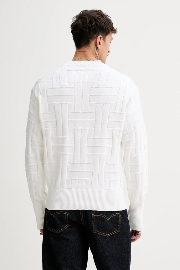Odzież Kenzo sweter bawełniany Weave FF55PU7083CB.02 biały