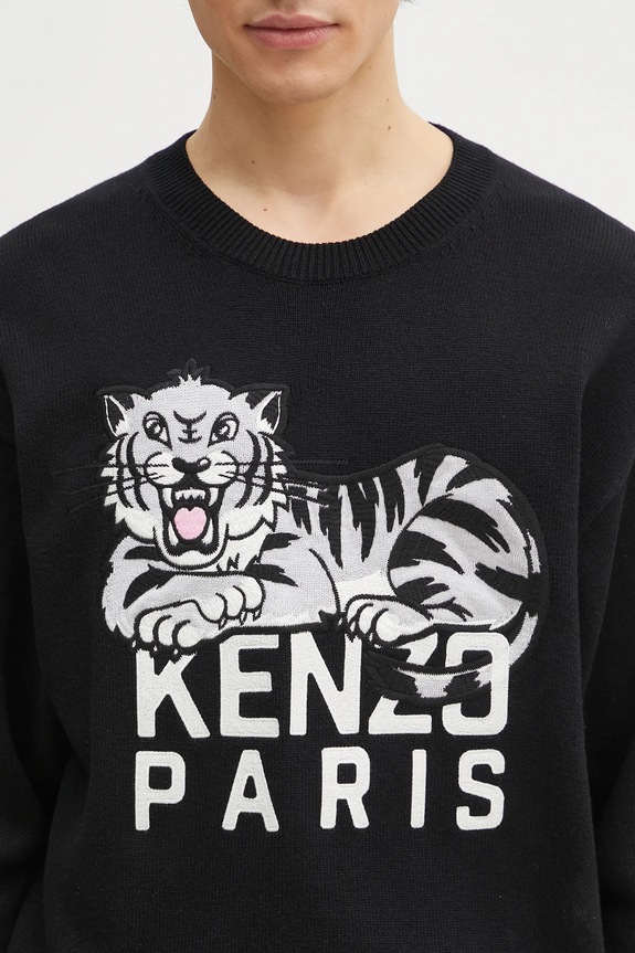 Kenzo maglione in lana Happy Tiger nero FF55PU7273LD.99J