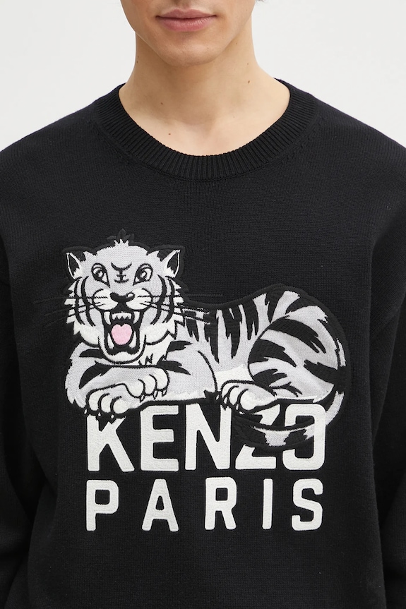 Kenzo maglione in lana Happy Tiger nero FF55PU7273LD.99J