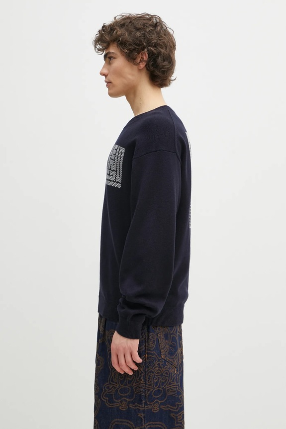 Vlnený sveter Kenzo Kamon FF55PU7283BA.79 tmavomodrá SS25