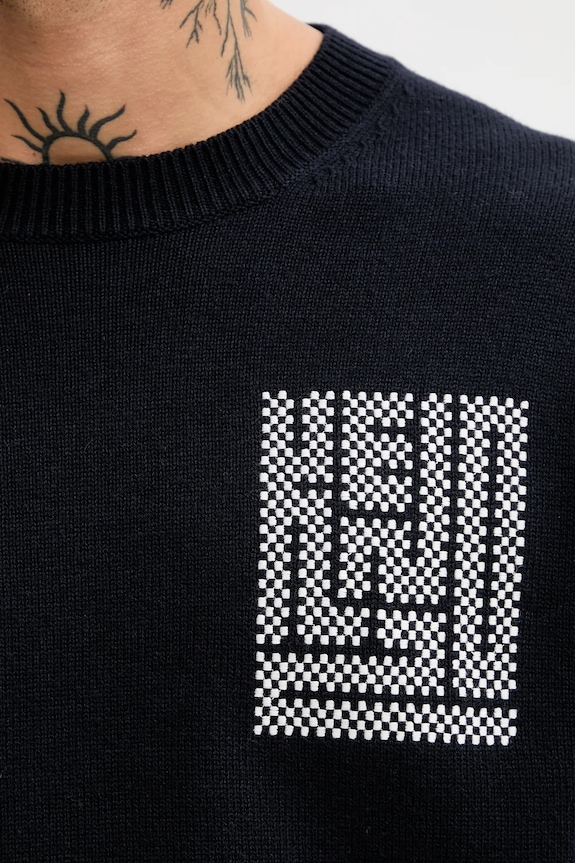 Kenzo sweter wełniany Kamon FF55PU7283BA.79 granatowy
