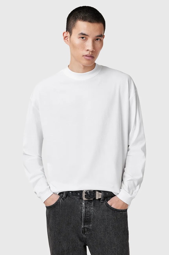 AllSaints maglione in cotone FINN medio spessore bianco M005JC