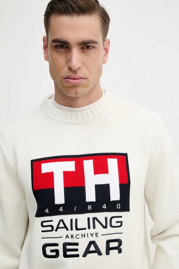 Tommy Hilfiger pamut pulóver SAILING fehér MN0MN00017