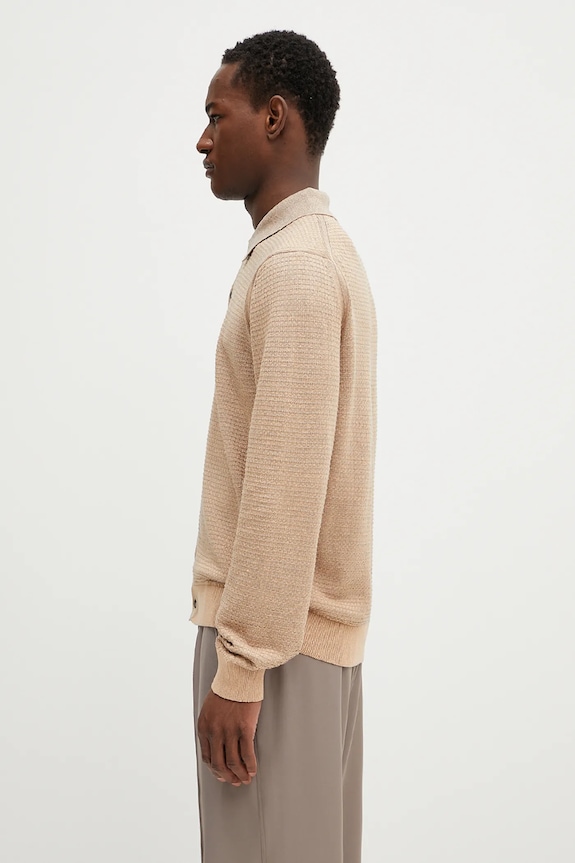 Kardigan se lněnou směsí Paul Smith M1R.258Z.P02681 béžová SS25