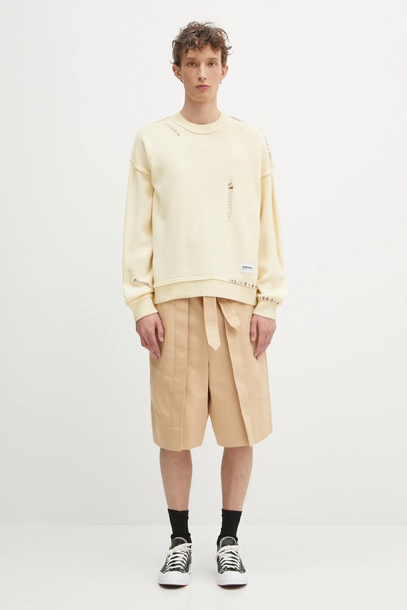 Svetr z vlněné směsi NEIGHBORHOOD Savage Crewneck Sweater 242FUNH.KNM01 žlutá