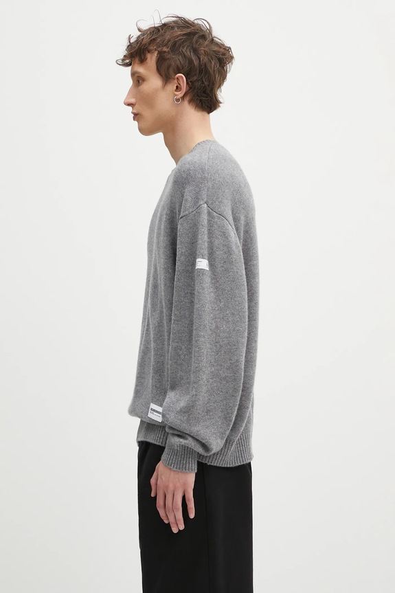 NEIGHBORHOOD pulover de cașmir Cashmere Crewneck Sweater 242NGNH.KNM01 gri SS25