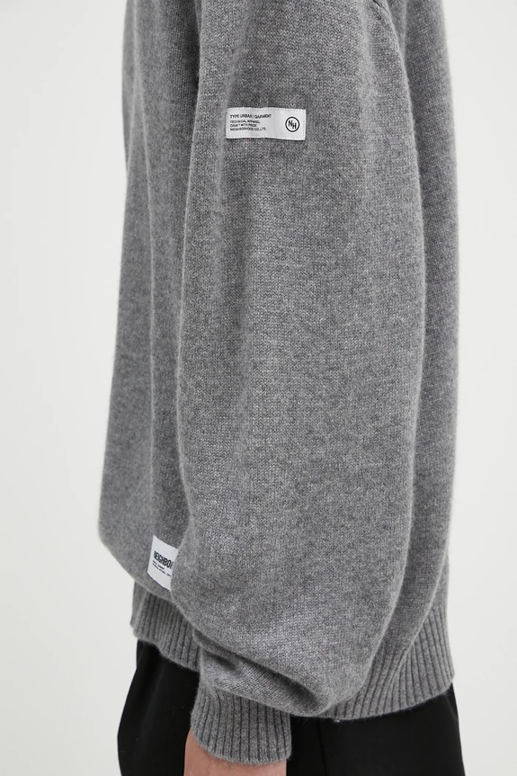 NEIGHBORHOOD pulover de cașmir Cashmere Crewneck Sweater gri 242NGNH.KNM01