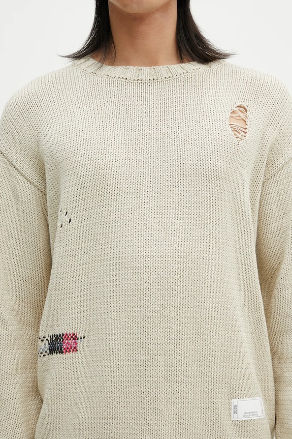 Bavlněný svetr NEIGHBORHOOD Savage Crewneck Sweater 251FUNH.KNM03 béžová