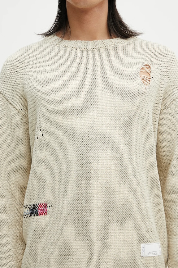 Bavlněný svetr NEIGHBORHOOD Savage Crewneck Sweater 251FUNH.KNM03 béžová