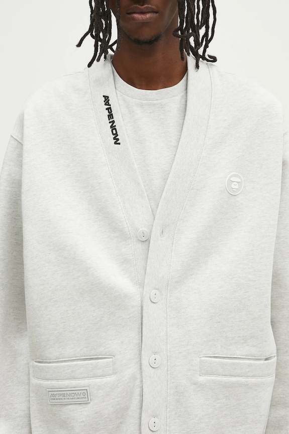 AAPE sweatshirt Now Zip Up gray AAPSWMB329XAN