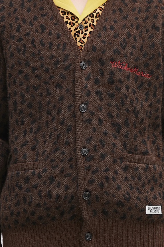 Vlněný kardigan Wacko Maria leopard mohair hnědá 25SS.WMK.KN10